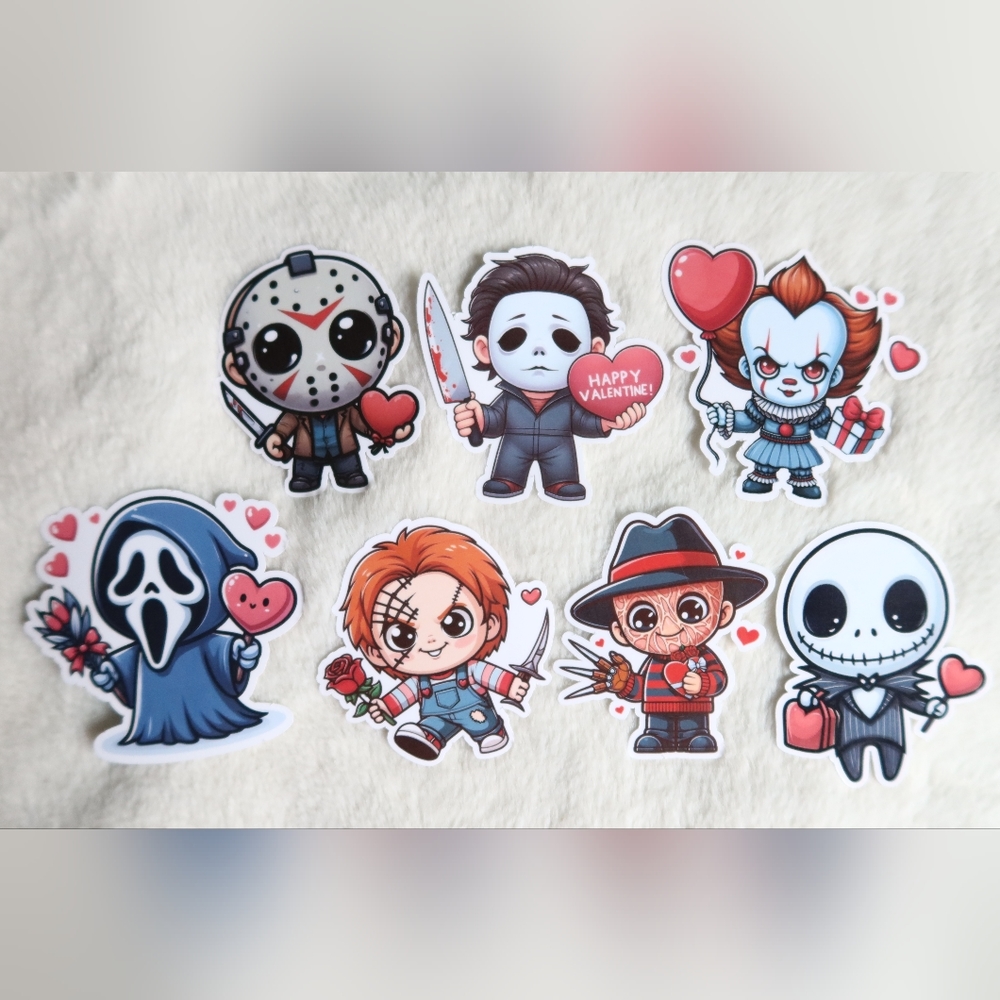 Chibi Horror Valentine's Day Stickers / Freddy Kreuger / Scream